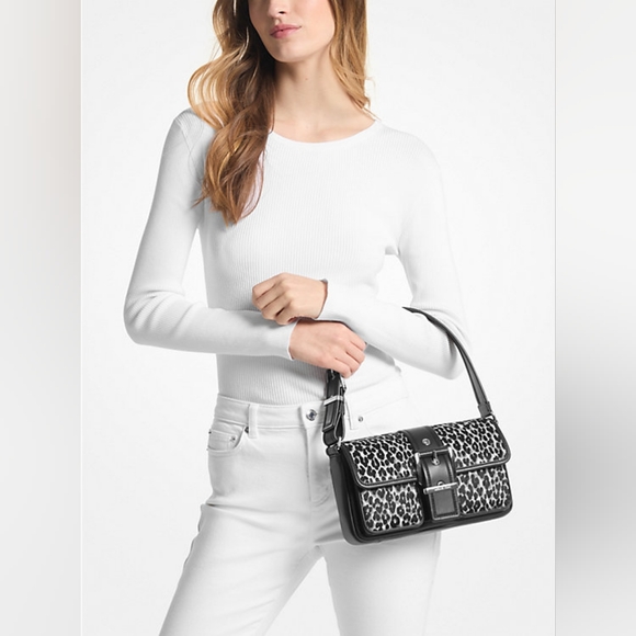 ❗️LOW START❗️Michael Kors-NWT- Colby Medium Leopard Print Calf Hair Shoulder Bag - Picture 4 of 16